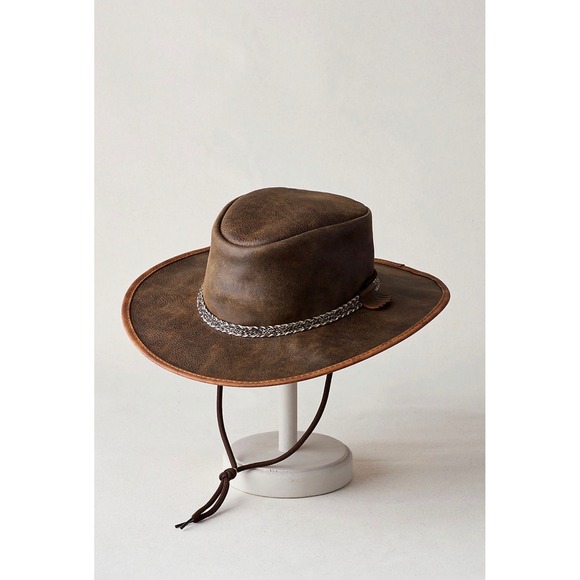 Overland Accessories - Overland Rancher Oil Leather Cowboy Hat Brown Packable Western USA M 7–7 1/8